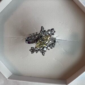 New Bomb Party Tangled in Elegance Lemon CZ on Hematite Plating - Size 10